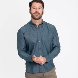 Ash & Erie Everyday Long Sleeve Shirt - Heather Azure - Medium Standard